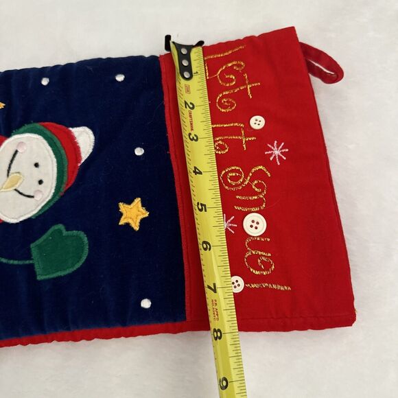 Let it Snow Snowman Velvet Embroidered Buttons Stocking Holiday Christmas Winter - Picture 7 of 12